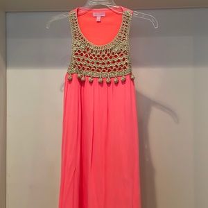 Lilly Pulitzer Bright pink dress with gold accents size S
